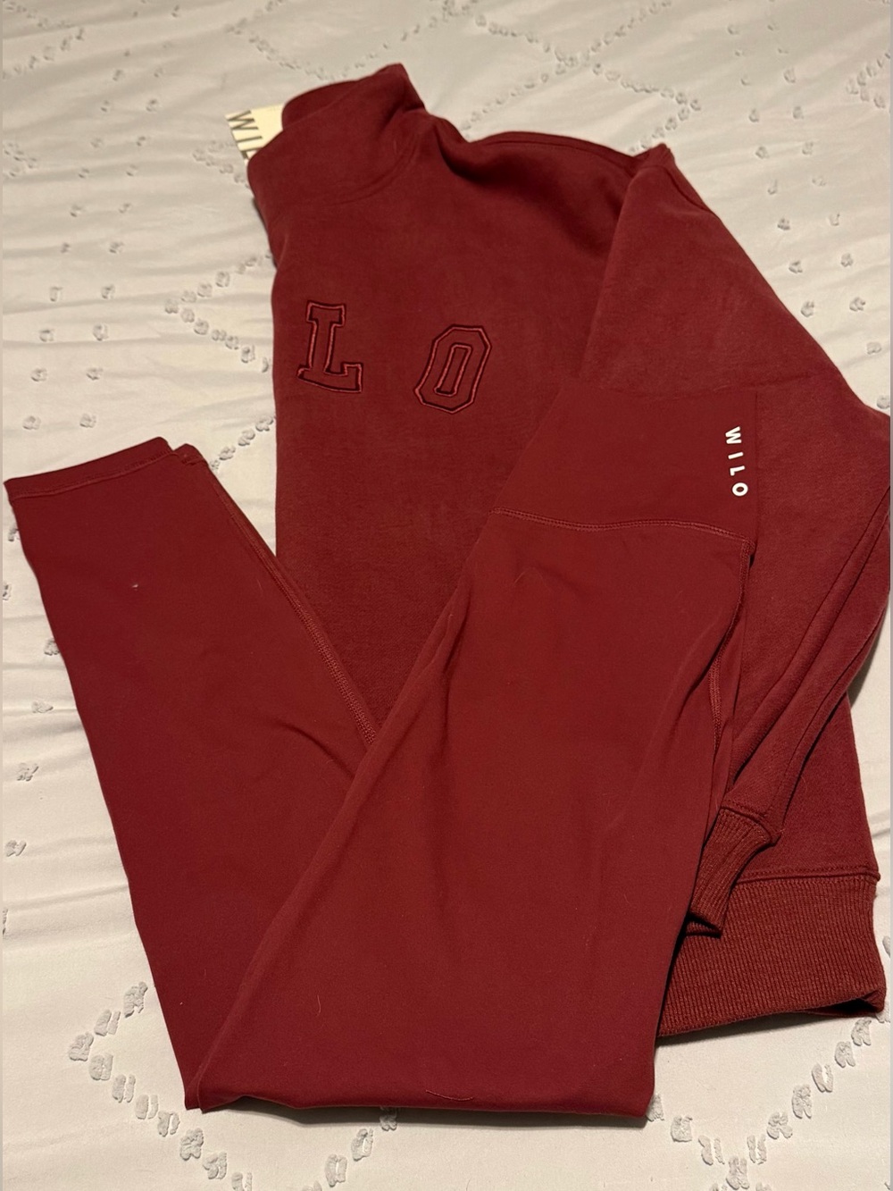 Wilo the Label Burgundy Funnel Neck Sweatshirt and Leggings Set -Small